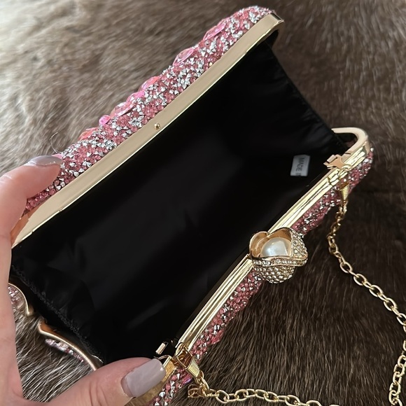 Glam Rhinestone Clutch with Pink Rhinestones - Picture 6 of 7